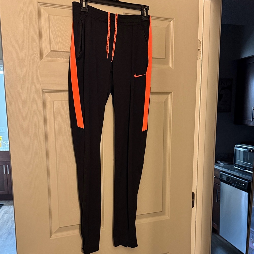Nike Black and Orange Soccer Athletic Pants